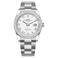 Replica Rolex Datejust 36 White Gold &Diamonds White Roman Dial Women‘s Watch M126284RBR-0018