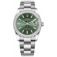 Replica Rolex Datejust 36 White Gold &Diamonds Mint Green Dial Women‘s Watch M126284RBR-0044