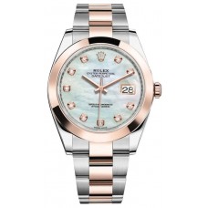 Replica Rolex Datejust 41 Steel and Everose Gold Mother of Pearl Diamond Dial Men‘s Watch M126301-0013