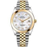 Replica Rolex Datejust 41 Steel &Yellow Gold Mother of Pearl Diamond Dial Unisex Watch M126303-0018