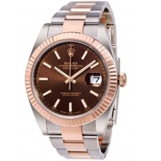 Replica Rolex Datejust 41 Steel and Everose Gold Chocolate Dial Oystersteel Men‘s Watch M126331-0001