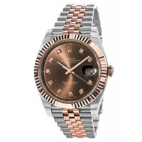 Replica Rolex Datejust 41 Steel and Everose Gold Chocolate Dial Diamond Men‘s Watch M126331-0004