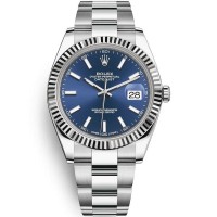 Replica Rolex Datejust 41 Steel &White Gold Blue Stick Dial Men‘s Watch M126334-0001