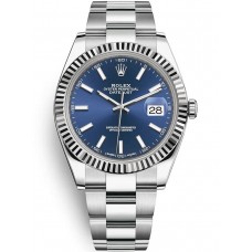 Replica Rolex Datejust 41 Steel &White Gold Blue Stick Dial Men‘s Watch M126334-0001
