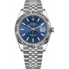 Replica Rolex Datejust 41 Steel &White Gold Blue Index Dial Jubilee Bracelet Men‘s Watch M126334-0002