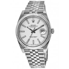 Replica Rolex Datejust 41 Steel &White Gold White Dial Jubilee Bracelet Men‘s Watch M126334-0010