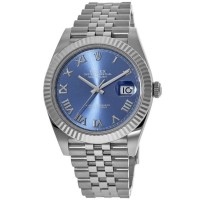 Replica Rolex Datejust 41 Steel &White Gold Blue Roman Dial Fluted Bezel Jubilee Band Men‘s Watch M126334-0026