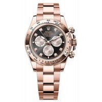 Replica Rolex Cosmograph Daytona Rose Gold Black and Sundust Diamond-Set Dial Men‘s Watch M126505-0002