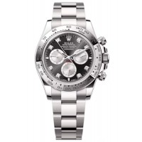 Replica Rolex Cosmograph Daytona White Gold Black and Steel Diamond-Set Dial Men‘s Watch M126509-0002