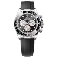 Replica Rolex Cosmograph Daytona White Gold Black and Steel Dial Oysterflex Men‘s Watch M126519LN-0002