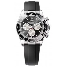 Replica Rolex Cosmograph Daytona White Gold Black and Steel Dial Oysterflex Men‘s Watch M126519LN-0002