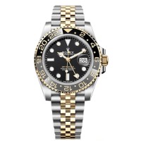 Replica Rolex GMT Master ll Yellow Gold and Black Dial Jubilee Bracelet Men‘s Watch M126713GRNR-0001