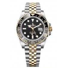 Replica Rolex GMT Master ll Yellow Gold and Black Dial Jubilee Bracelet Men‘s Watch M126713GRNR-0001