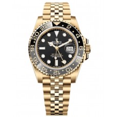 Replica Rolex GMT Master ll Yellow Gold Black Dial Jubilee Bracelet Men‘s Watch M126718GRNR-0001
