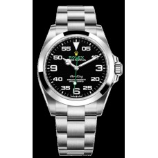 Replica Rolex Air King Black Dial Steel Men‘s Watch M126900-0001
