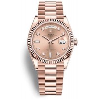 Replica Rolex Day-Date Rose Gold Pink Diamond Dial Women‘s Watch M128235-0009