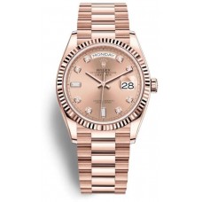 Replica Rolex Day-Date Rose Gold Pink Diamond Dial Women‘s Watch M128235-0009