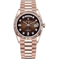 Replica Rolex Day-Date Rose Gold Chocolate Diamond Dial President Bracelet Women‘s Watch M128235-0037