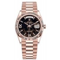 Replica Rolex Day-Date Rose Gold Eisenkiesel Diamond Set Roman Dial Women‘s Watch M128235-0041