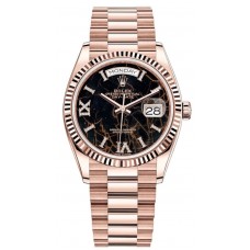 Replica Rolex Day-Date Rose Gold Eisenkiesel Diamond Set Roman Dial Women‘s Watch M128235-0041