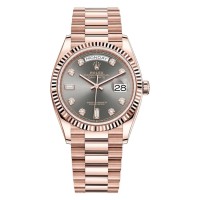 Replica Rolex Day-Date Rose Gold Slate Diamond Dial President Bracelet Women‘s Watch M128235-0050