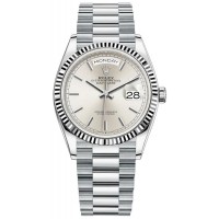Replica Rolex Day-Date Platinum Silver Dial Women‘s Watch M128236-0001