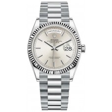 Replica Rolex Day-Date Platinum Silver Dial Women‘s Watch M128236-0001