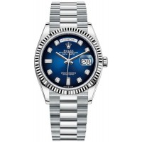 Replica Rolex Day-Date Platinum Blue Ombre Diamond Dial Women‘s Watch M128236-0005