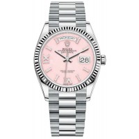 Replica Rolex Day-Date Platinum Pink Opal Roman Diamond Dial Women‘s Watch M128236-0006