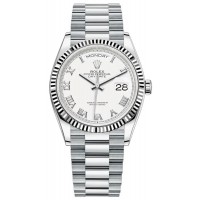 Replica Rolex Day-Date Platinum White Dial Women‘s Watch M128236-0007