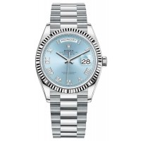 Replica Rolex Day-Date Platinum Ice-Blue Dial Women‘s Watch M128236-0008