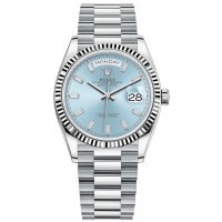 Replica Rolex Day-Date Platinum Ice-Blue Diamond Dial Women‘s Watch M128236-0009