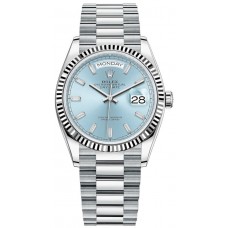 Replica Rolex Day-Date Platinum Ice-Blue Diamond Dial Women‘s Watch M128236-0009