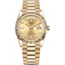Replica Rolex Day-Date Yellow Gold Champagne Diamond Dial Women‘s Watch M128238-0008