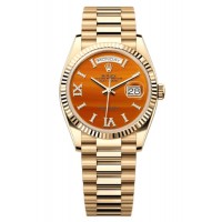 Replica Rolex Day-Date Yellow Gold Carnelian Diamond-Set Roman Dial Women‘s Watch M128238-0088