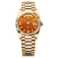 Replica Rolex Day-Date Yellow Gold Carnelian Diamond-Set Roman Dial Women‘s Watch M128238-0088