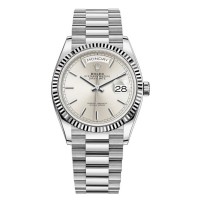 Replica Rolex Day-Date White Gold Silver Dial Women‘s Watch M128239-0005