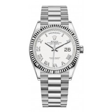 Replica Rolex Day-Date White Gold White Roman Dial Women‘s Watch M128239-0038