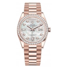 Replica Rolex Day-Date Rose Gold Mother-of-Pearl Diamond Dial Diamond Bezel Women‘s Watch M128345RBR-0028 Replica Rolex Day-Date Rose Gold Mother-of-Pearl Diamond Dial Diamond Bezel Women‘s Watch M128345RBR-0028