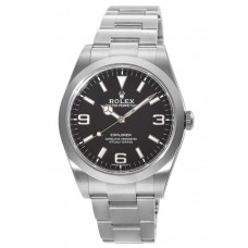 Replica Rolex Explorer Oyster Perpetual Black Dial Steel Men‘s Watch M214270-0003