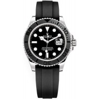 Replica Rolex Yacht-Master 42 Black Dial 18kt White Gold Oysterflex Men‘s Watch M226659-0002