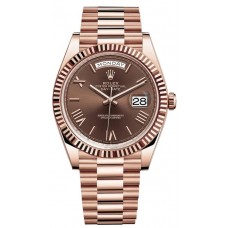 Replica Rolex Day-Date 40 18K Everose Gold Chocolate Dial Men‘s Watch M228235-0002