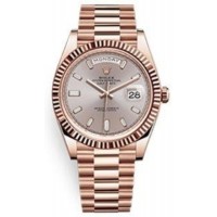 Replica Rolex Day-Date 40 Everose Gold Sundust Diamond Dial Men‘s Watch M228235-0004