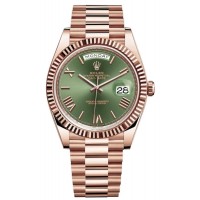 Replica Rolex Day-Date 40 18k Everose Gold Olive Green Dial 60th Anniversary Men‘s Watch M228235-0025