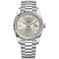Replica Rolex Day-Date 40 Platinum Silver Diamond Dial Men‘s Watch M228236-0002