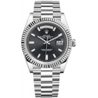 Replica Rolex Day-Date 40 Platinum Black Diamond Dial Men‘s Watch M228236-0004