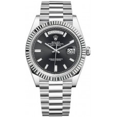 Replica Rolex Day-Date 40 Platinum Black Diamond Dial Men‘s Watch M228236-0004