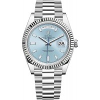 Replica Rolex Day-Date 40 Platinum Ice-Blue Diamond Dial Men‘s Watch M228236-0006