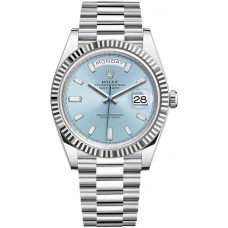 Replica Rolex Day-Date 40 Platinum Ice-Blue Diamond Dial Men‘s Watch M228236-0006