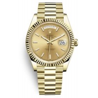 Replica Rolex Day-Date 40 18K Yellow Gold Champagne Dial Men‘s Watch M228238-0003